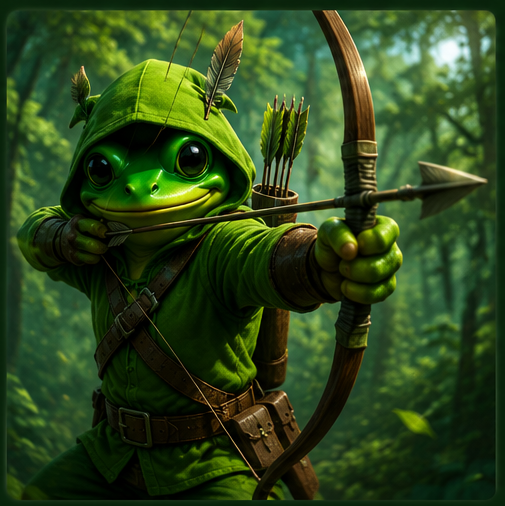 Vlad the Frog drawing his bow